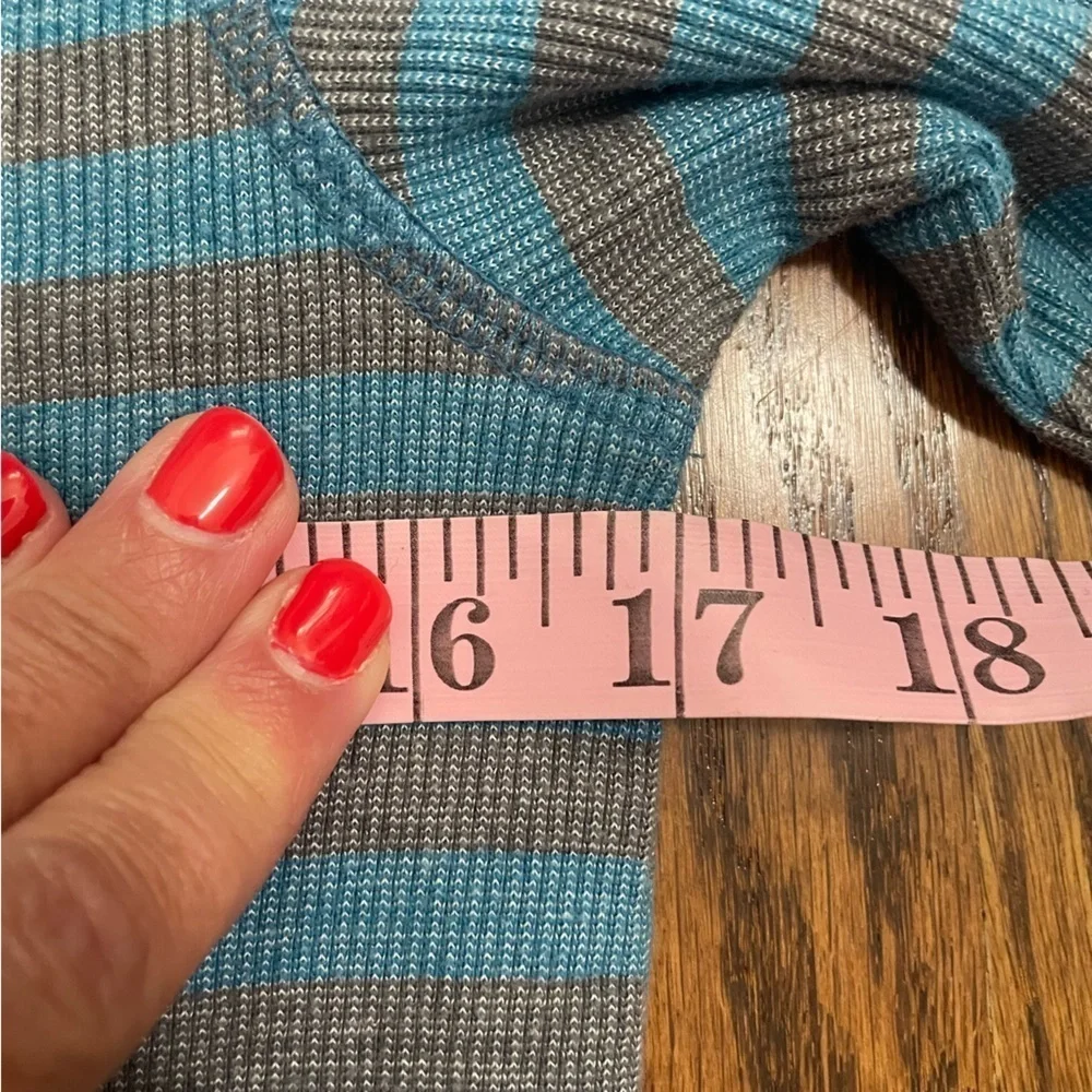 Gap Kids Boys Thermal Henley Blue Gray Striped Size XL (12)
